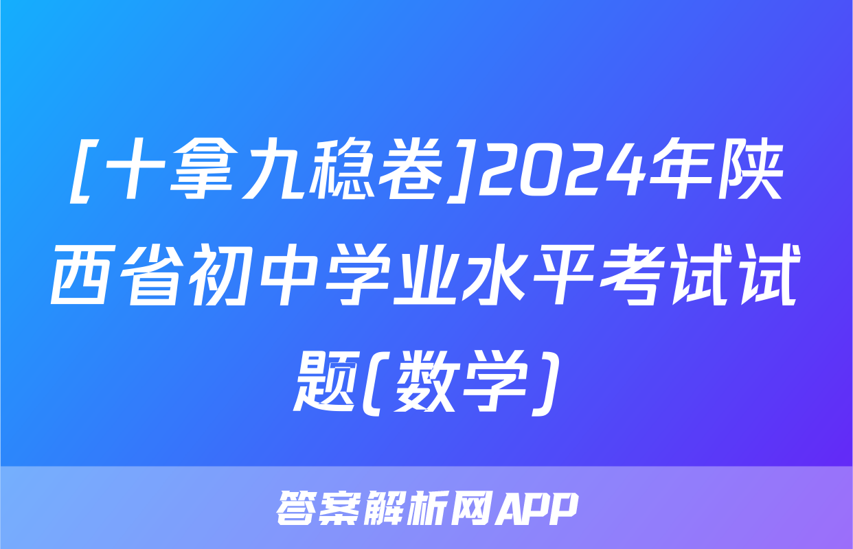 [十拿九稳卷]2024年陕西省初中学业水平考试试题(数学)
