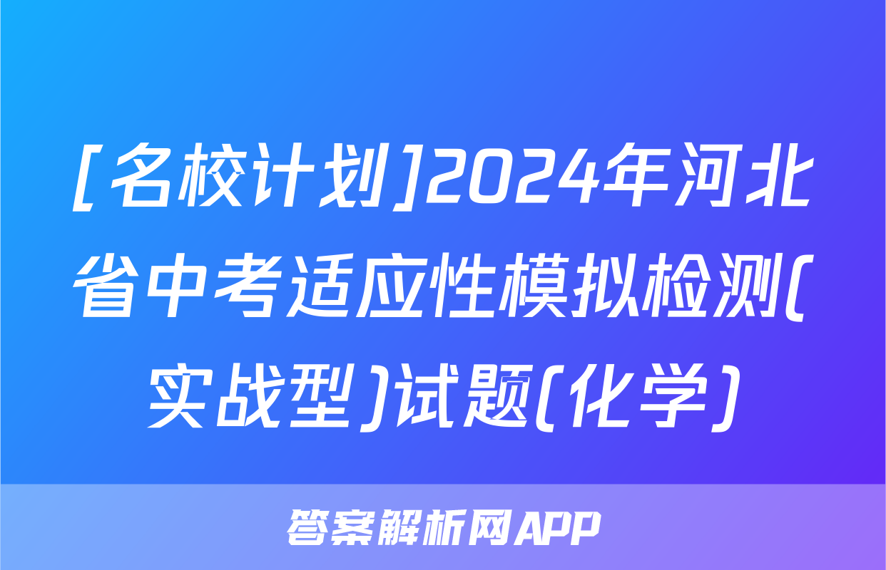 [名校计划]2024年河北省中考适应性模拟检测(实战型)试题(化学)