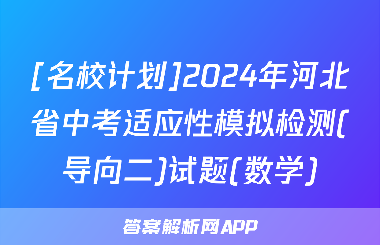 [名校计划]2024年河北省中考适应性模拟检测(导向二)试题(数学)