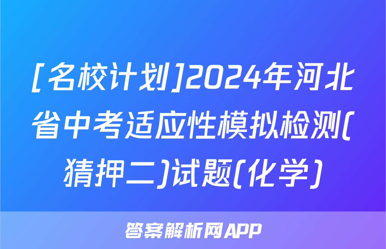 [名校计划]2024年河北省中考适应性模拟检测(猜押二)试题(化学)