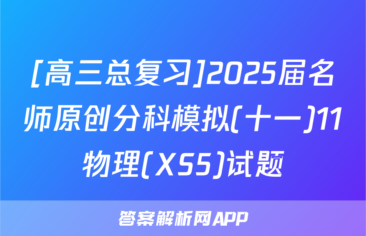 [高三总复习]2025届名师原创分科模拟(十一)11物理(XS5)试题