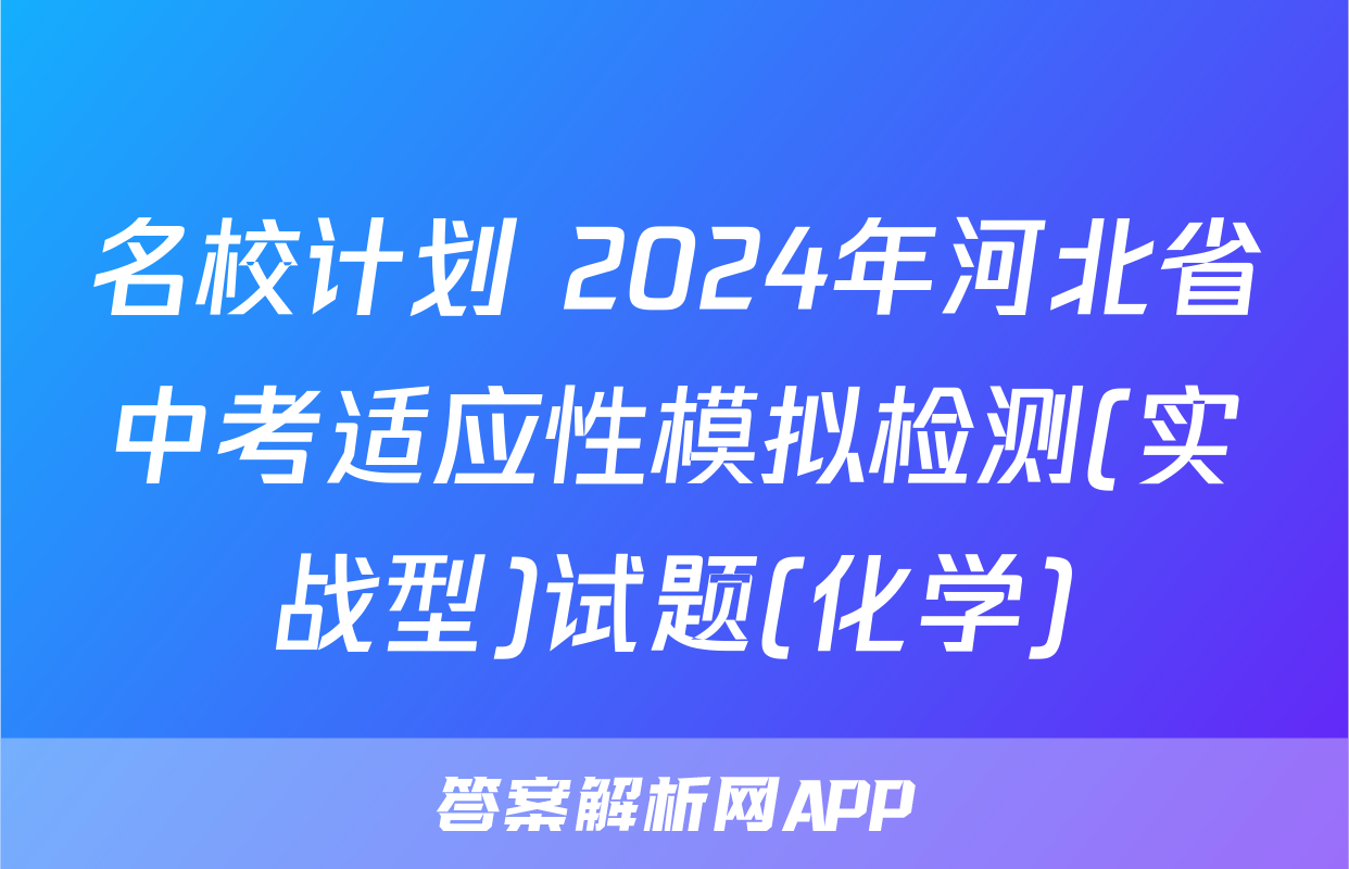 名校计划 2024年河北省中考适应性模拟检测(实战型)试题(化学)
