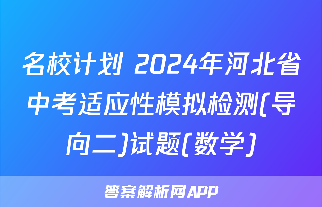 名校计划 2024年河北省中考适应性模拟检测(导向二)试题(数学)