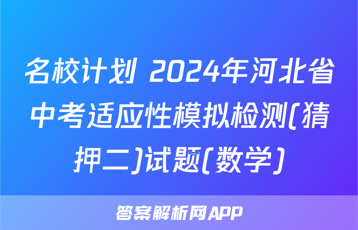 名校计划 2024年河北省中考适应性模拟检测(猜押二)试题(数学)