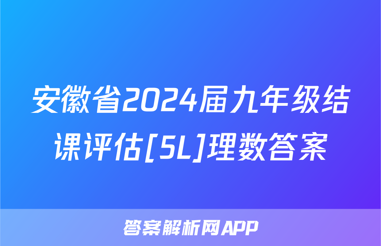 安徽省2024届九年级结课评估[5L]理数答案