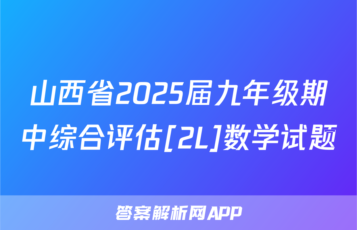 山西省2025届九年级期中综合评估[2L]数学试题