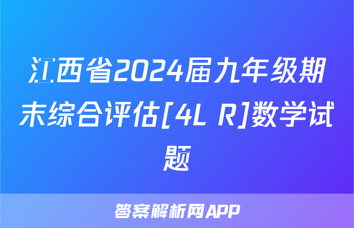 江西省2024届九年级期末综合评估[4L R]数学试题