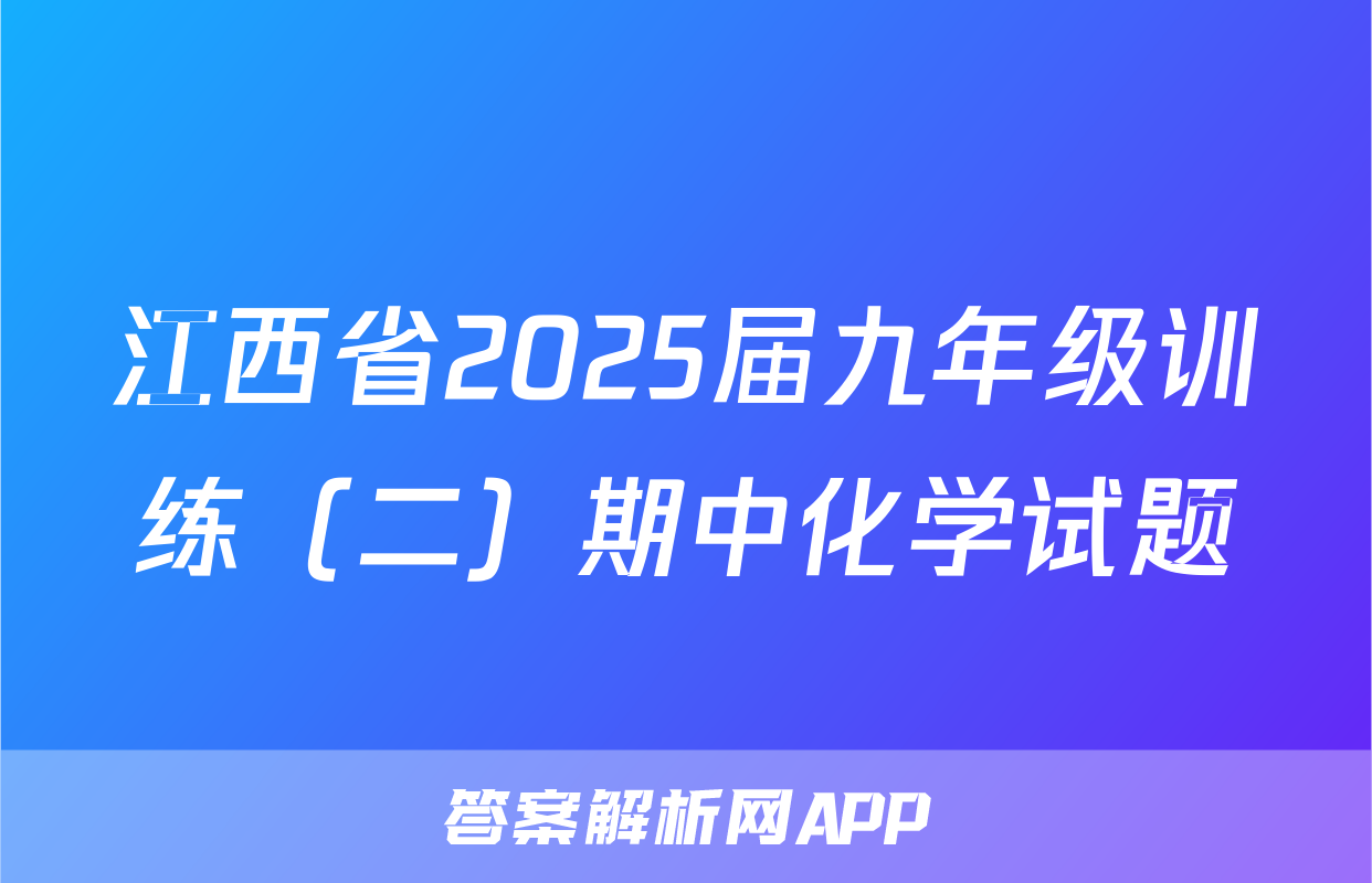 江西省2025届九年级训练（二）期中化学试题