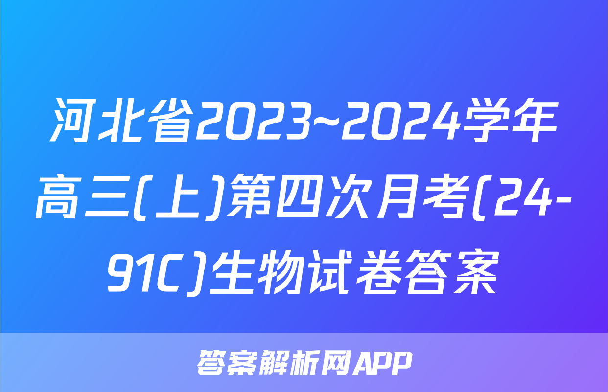 河北省2023~2024学年高三(上)第四次月考(24-91C)生物试卷答案