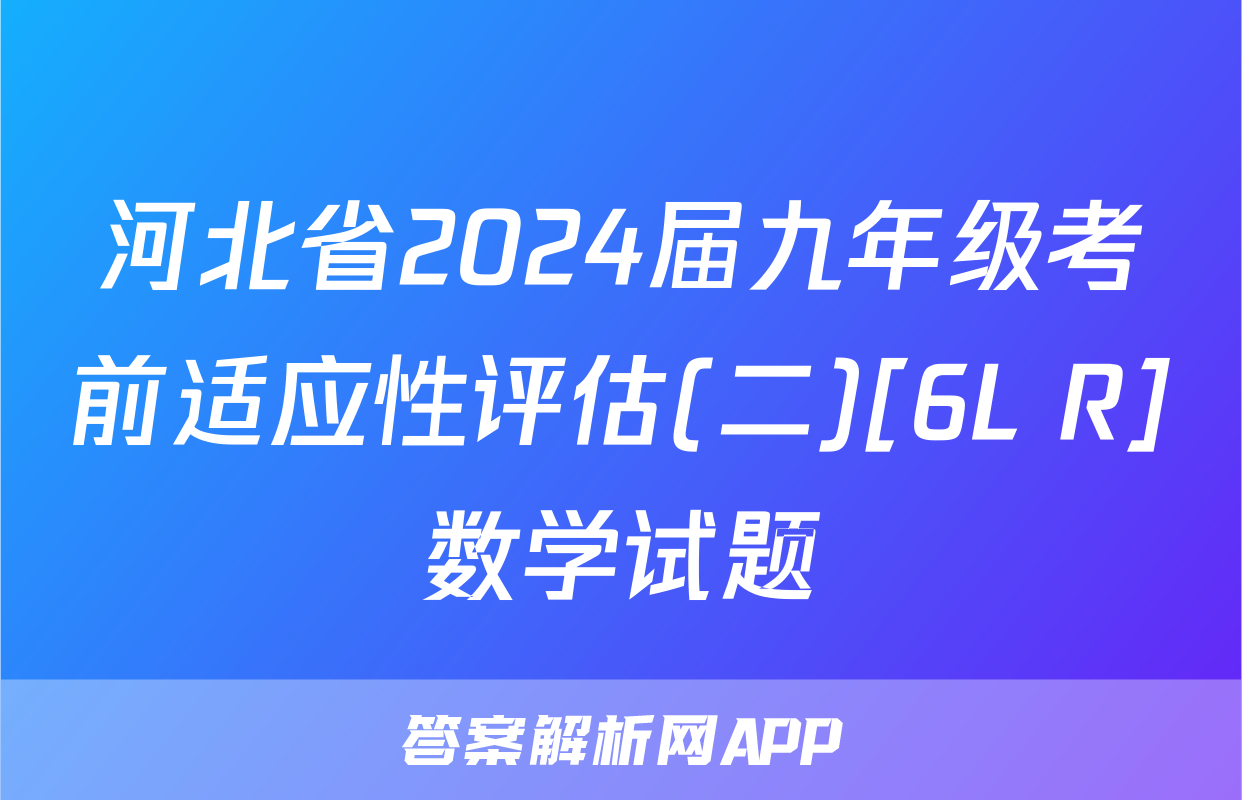 河北省2024届九年级考前适应性评估(二)[6L R]数学试题