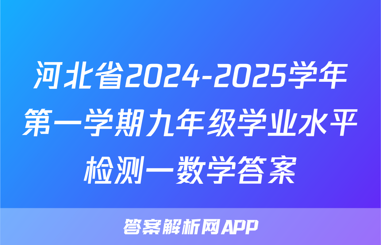 河北省2024-2025学年第一学期九年级学业水平检测一数学答案