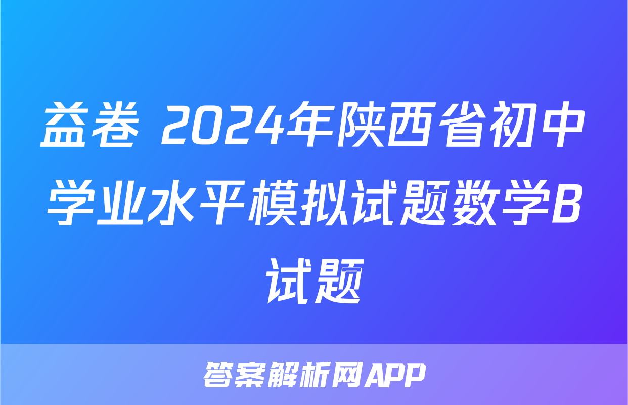 益卷 2024年陕西省初中学业水平模拟试题数学B试题