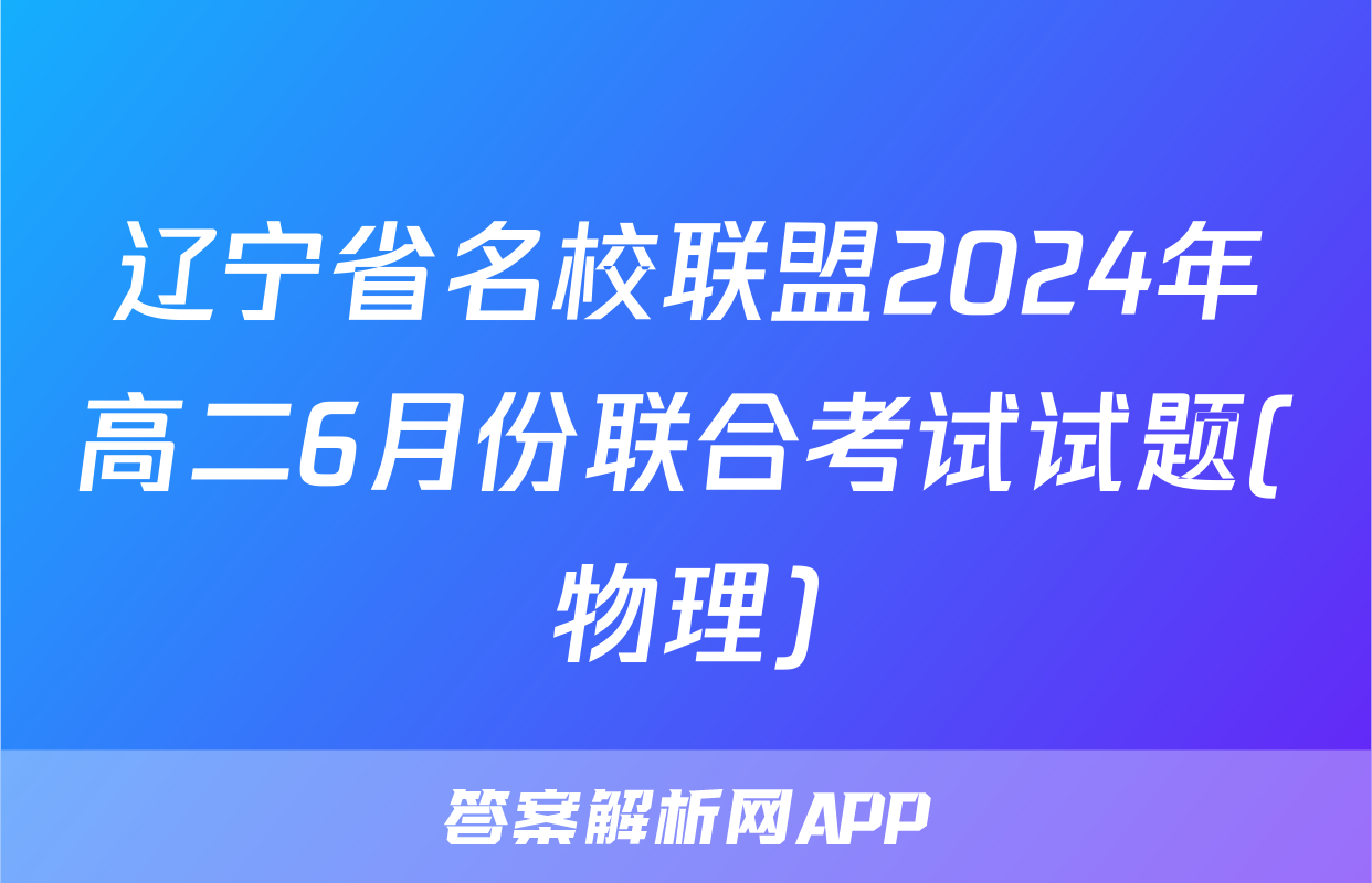 辽宁省名校联盟2024年高二6月份联合考试试题(物理)