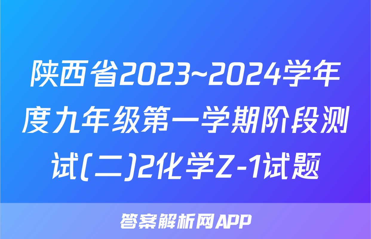 陕西省2023~2024学年度九年级第一学期阶段测试(二)2化学Z-1试题