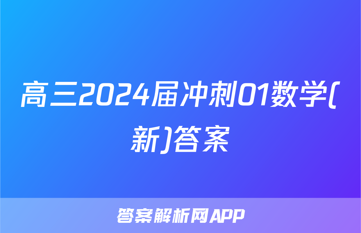 高三2024届冲刺01数学(新)答案