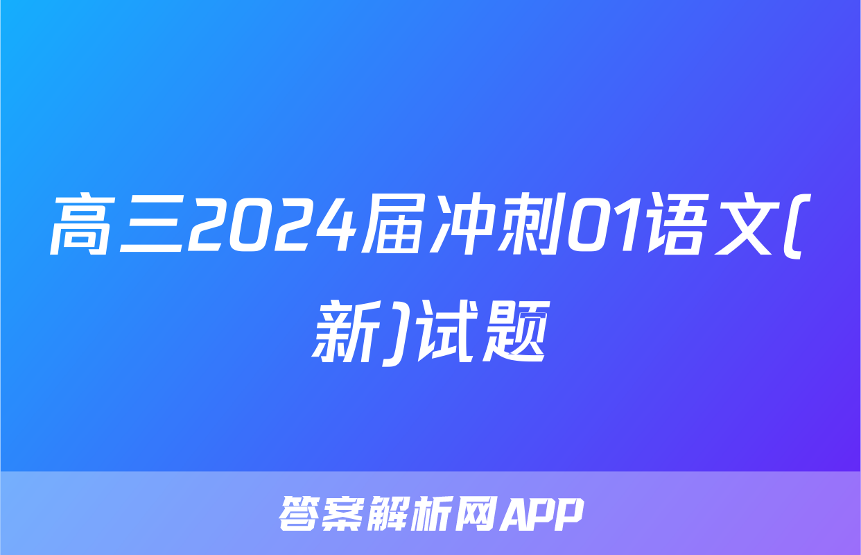 高三2024届冲刺01语文(新)试题
