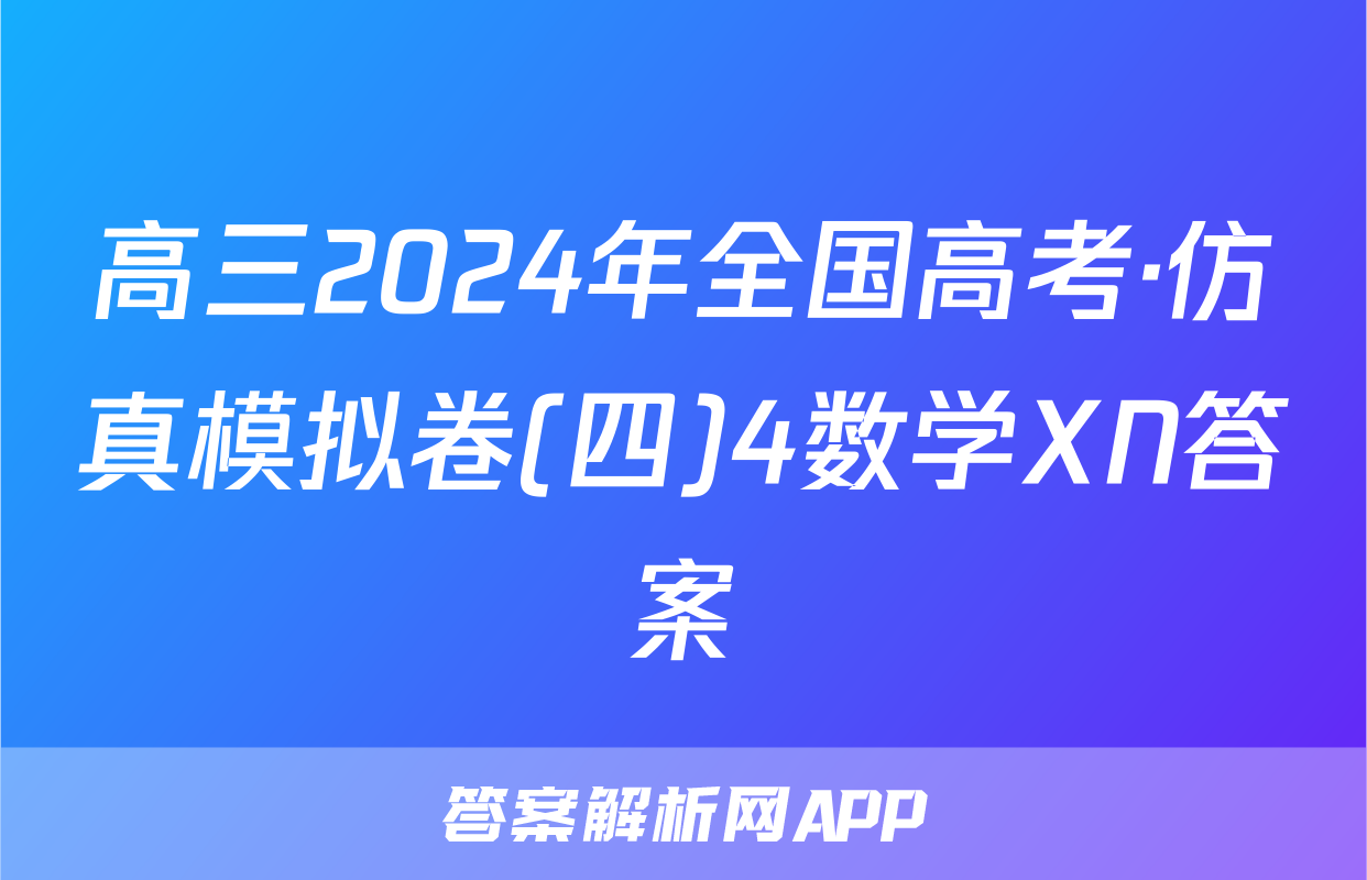 高三2024年全国高考·仿真模拟卷(四)4数学XN答案