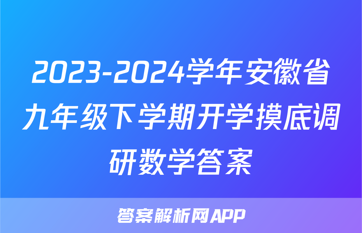 2023-2024学年安徽省九年级下学期开学摸底调研数学答案
