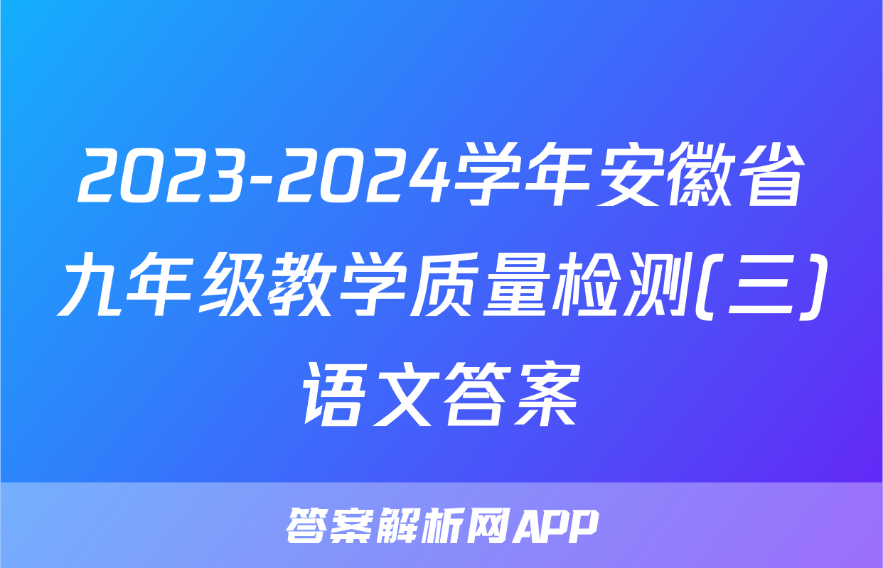 2023-2024学年安徽省九年级教学质量检测(三)语文答案