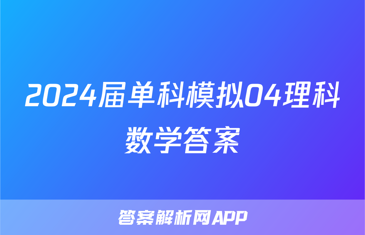 2024届单科模拟04理科数学答案