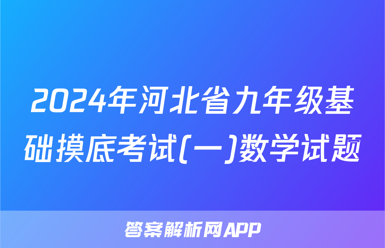 2024年河北省九年级基础摸底考试(一)数学试题