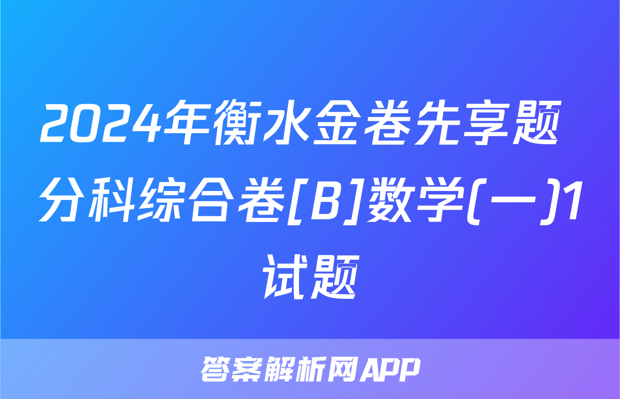 2024年衡水金卷先享题 分科综合卷[B]数学(一)1试题