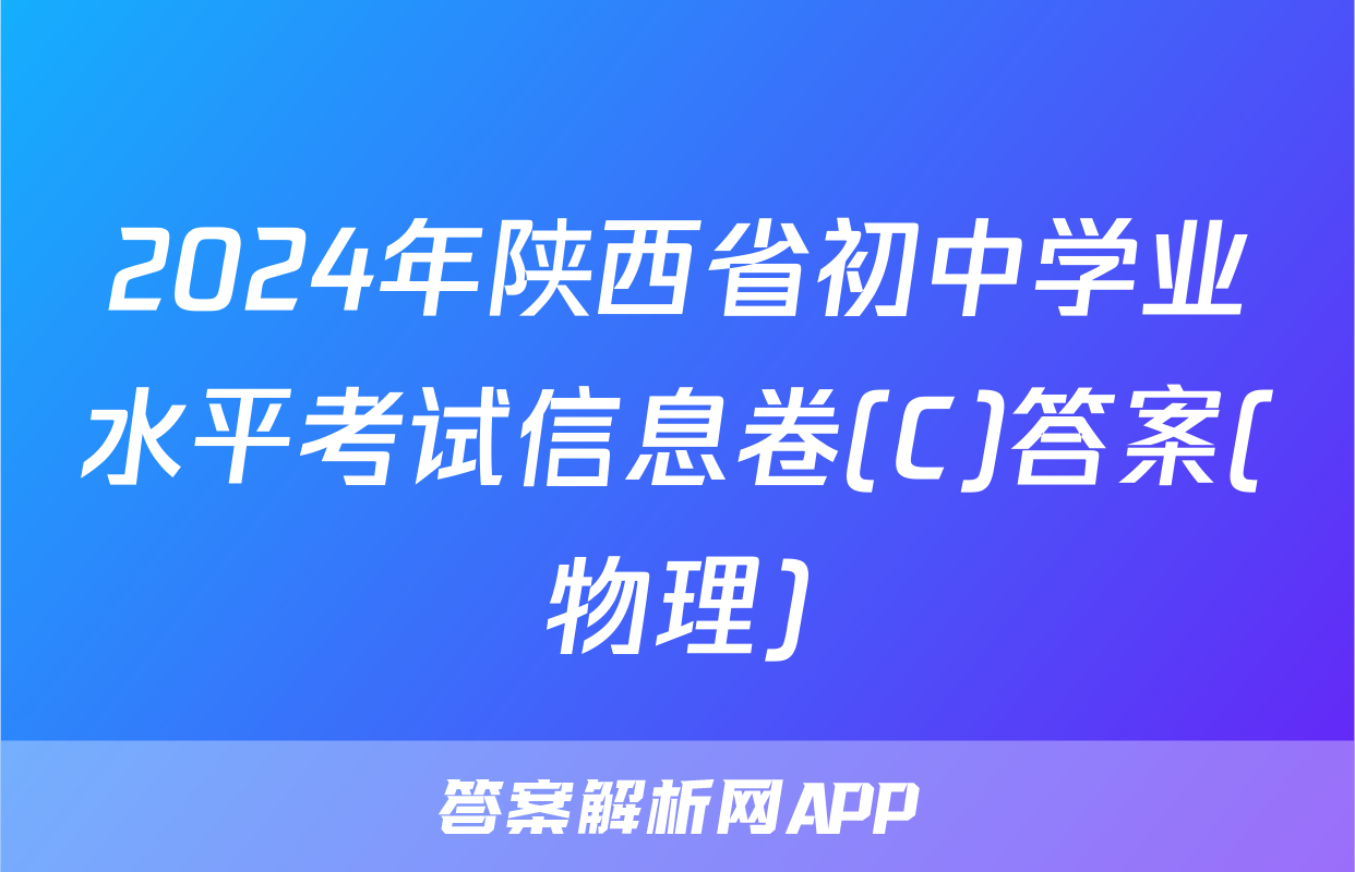 2024年陕西省初中学业水平考试信息卷(C)答案(物理)