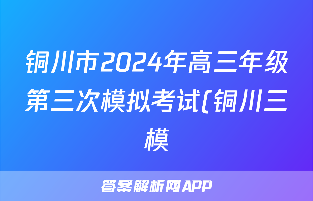 铜川市2024年高三年级第三次模拟考试(铜川三模)答案(数学)